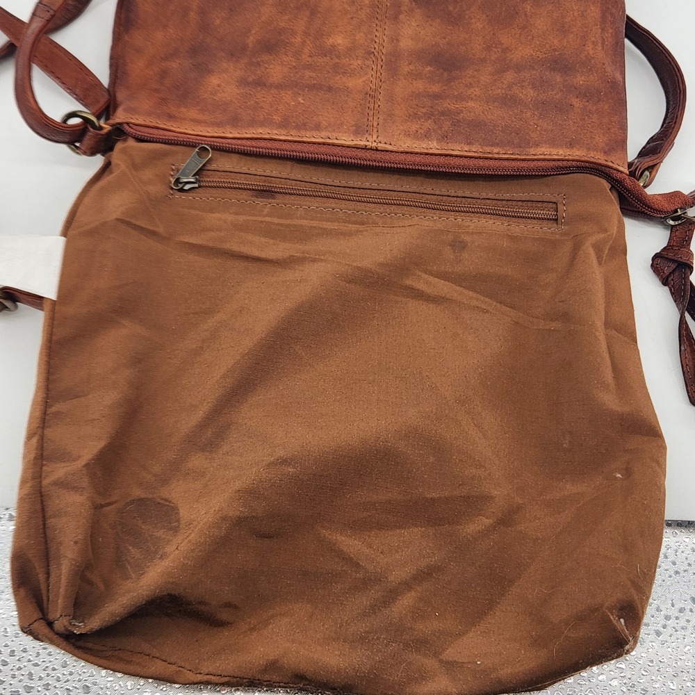 Estalon Crossbody Bag Brown Genuine Leather Adjustable Strap Messenger Purse - Picture 5 of 9